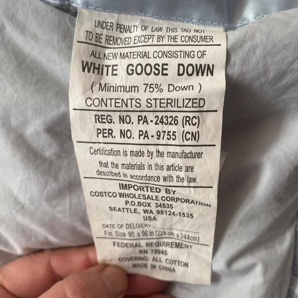White Goose Down Comforter Queen‎ Size Cotton Cover Warm Blanket Satin Trim